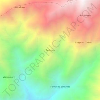 Tablones topographic map, elevation, terrain
