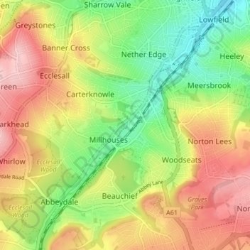 Moscar Cottages topographic map, elevation, terrain