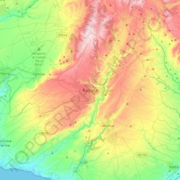 Ragusa topographic map, elevation, terrain