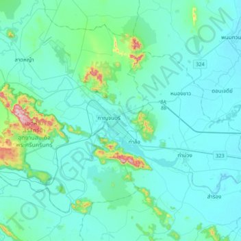 Pak Phraek topographic map, elevation, terrain