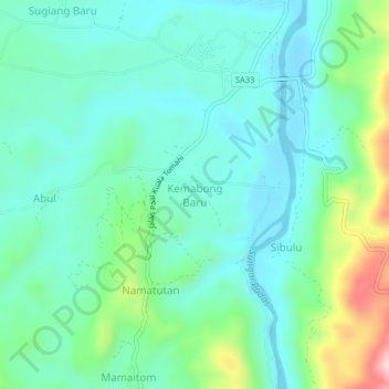 Kemabong Baru topographic map, elevation, terrain