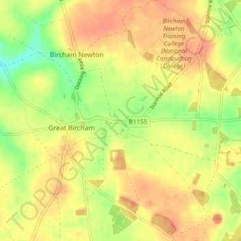 Bircham Tofts topographic map, elevation, terrain