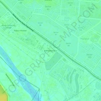Bakhtawarpur topographic map, elevation, terrain