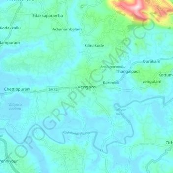 Vengara topographic map, elevation, terrain