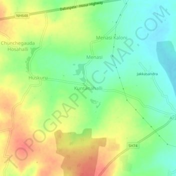 Kuntanahalli topographic map, elevation, terrain
