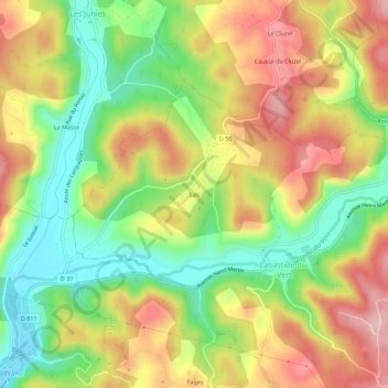Sals topographic map, elevation, terrain
