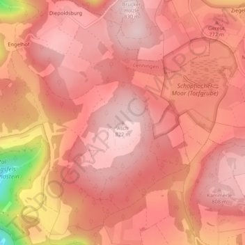 Asch topographic map, elevation, terrain