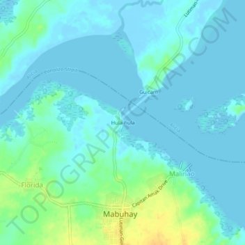 Hula-hula topographic map, elevation, terrain