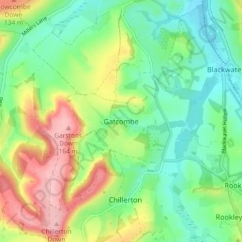 Gatcombe topographic map, elevation, terrain