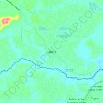 Itaporã topographic map, elevation, terrain