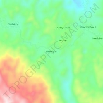 Teddington topographic map, elevation, terrain