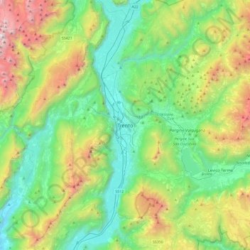 Trente topographic map, elevation, terrain
