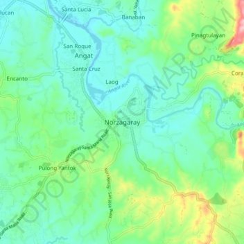 Norzagaray topographic map, elevation, terrain