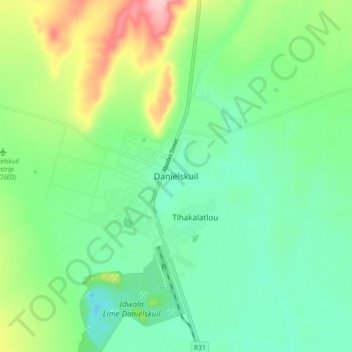 Daniëlskuil topographic map, elevation, terrain