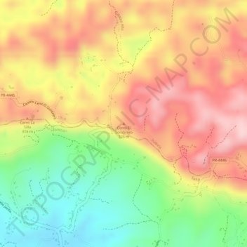 Cerro El Sombrero topographic map, elevation, terrain