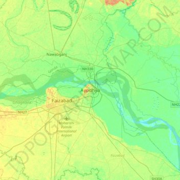Ayodhya topographic map, elevation, terrain