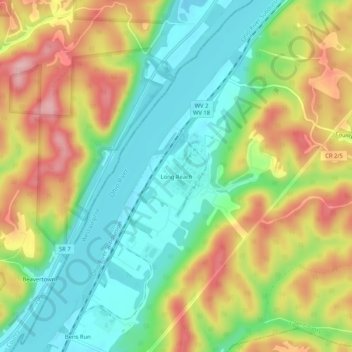 Long Reach topographic map, elevation, terrain