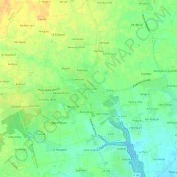 Plobannalec topographic map, elevation, terrain