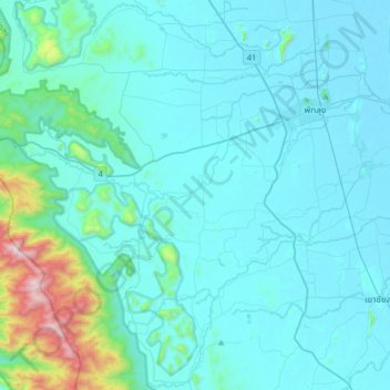 Ang Thong topographic map, elevation, terrain
