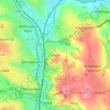 Tapton topographic map, elevation, terrain