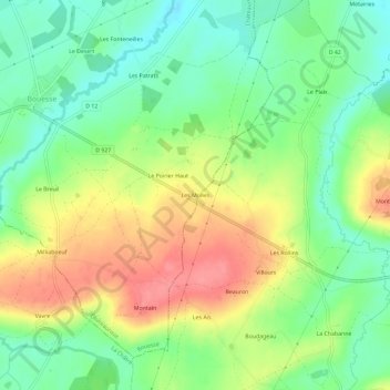 Les Molles topographic map, elevation, terrain