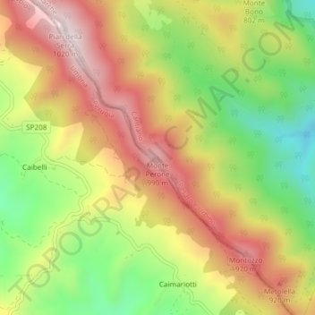 Monte Perone topographic map, elevation, terrain