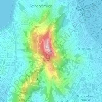 Morro da Cruz topographic map, elevation, terrain