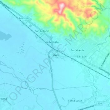 Baao topographic map, elevation, terrain