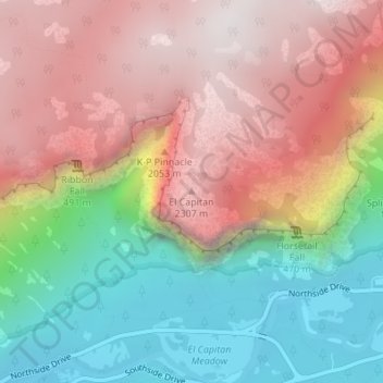 El Capitan topographic map, elevation, terrain