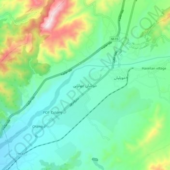 Havelian Cantonment topographic map, elevation, terrain
