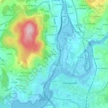 O Vao topographic map, elevation, terrain