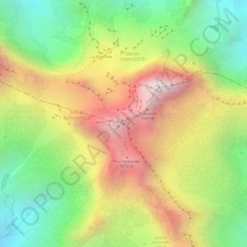 Pico Simón Bolívar topographic map, elevation, terrain