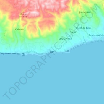 Lila topographic map, elevation, terrain