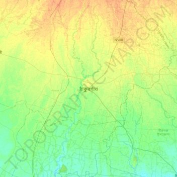 Thakurgaon topographic map, elevation, terrain