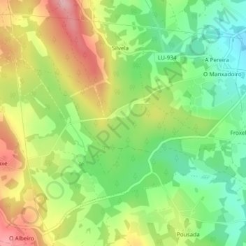 Devesos topographic map, elevation, terrain