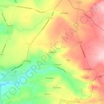 Fougeolles topographic map, elevation, terrain