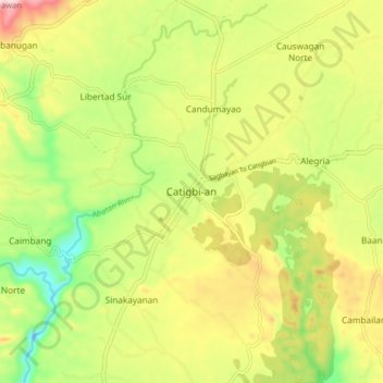 Catigbi-an topographic map, elevation, terrain