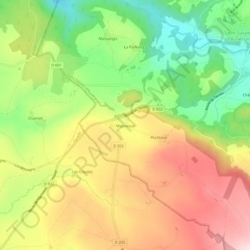 Mejanesse topographic map, elevation, terrain