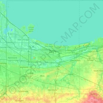 Gary topographic map, elevation, terrain