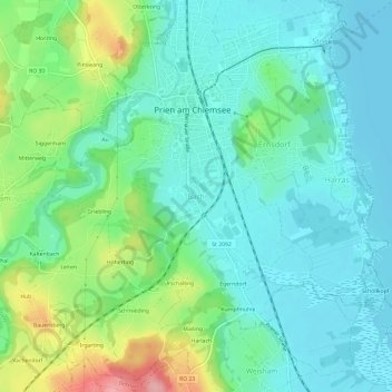 Bach topographic map, elevation, terrain