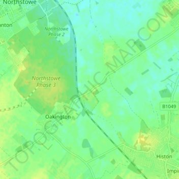 Westwick topographic map, elevation, terrain