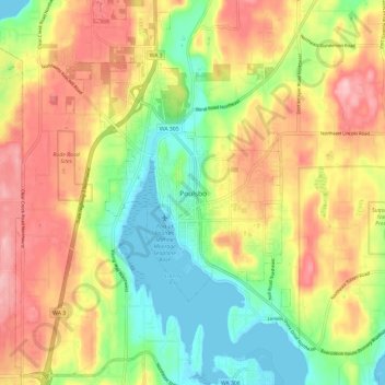 Poulsbo topographic map, elevation, terrain