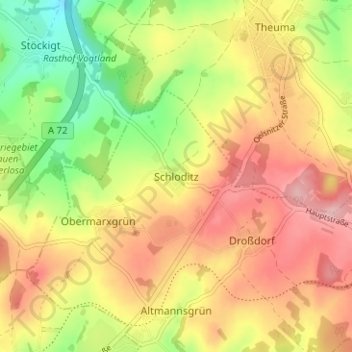 Schloditz topographic map, elevation, terrain