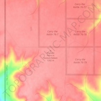 Highest Point in Saskatchewan topographic map, elevation, terrain