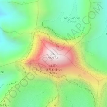 Mount Kailash topographic map, elevation, terrain