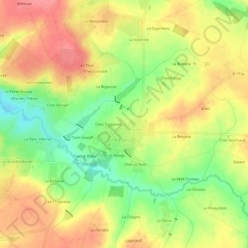 La Caillerie topographic map, elevation, terrain