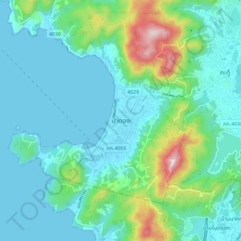 Pa Tong topographic map, elevation, terrain
