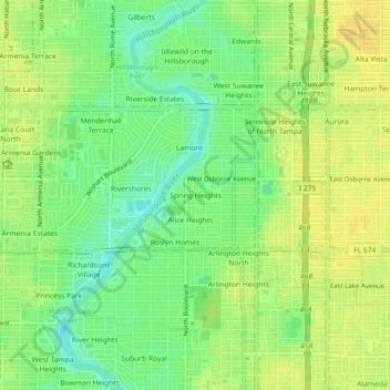 Spring Heights topographic map, elevation, terrain