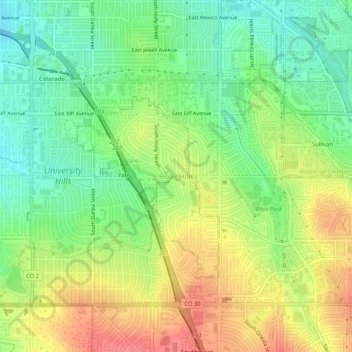 Holly Hills topographic map, elevation, terrain