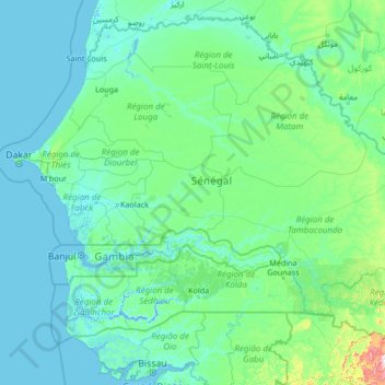 Kaffrine topographic map, elevation, terrain